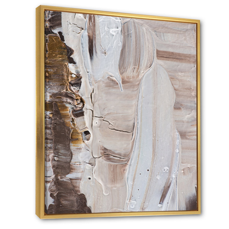 Beige brun brossé II - reproduction sur toile, L 12 po x H 20 po, Cadre flottant doré