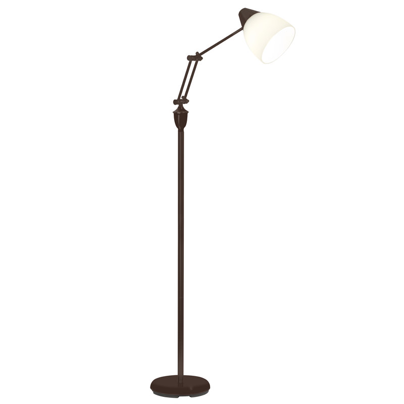 Webster Adjustable LED Floor Lamp Adjustable Glass Shade, Floor Step Switch