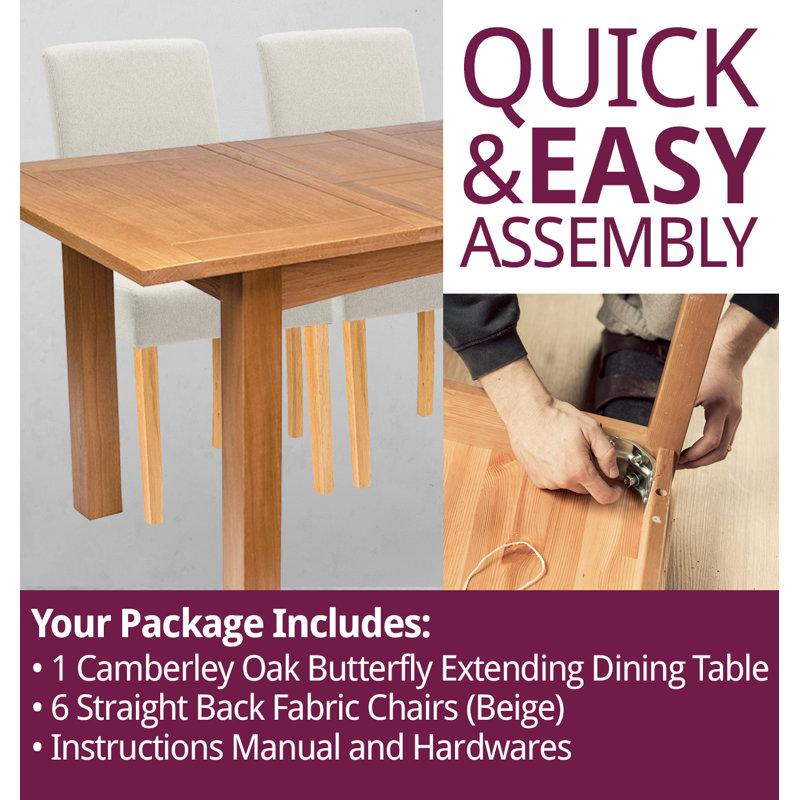Sorrento 6 - Person Extendable Solid Oak Dining Set, Beige