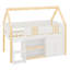 Lit mezzanine bas avec tablettes et armoires de rangement intégrées, conception peu encombrante