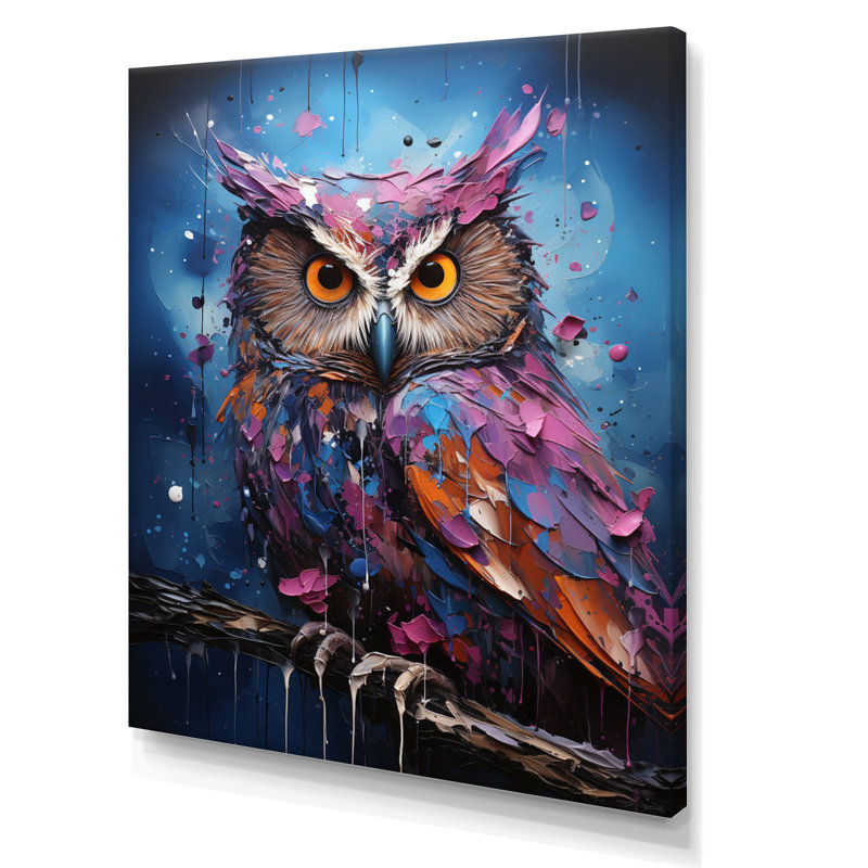 Mauve, gris, animal, améthyste, chouette - impression, Toile tendue, 40" H x 30" W