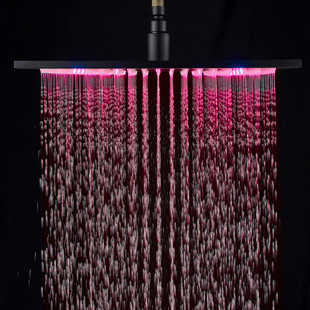 Senlesen Matte Black 8 INCH Rain Shower Head LED Square Rainfall ...
