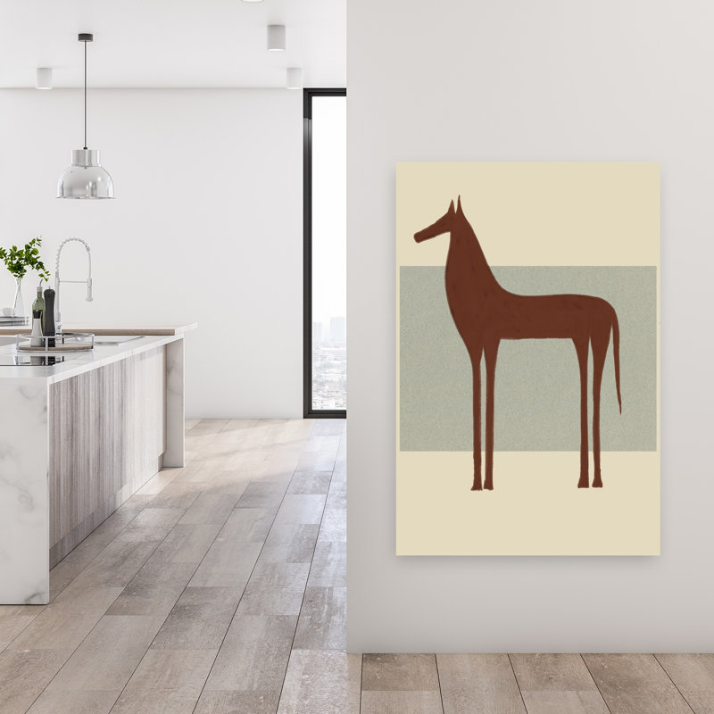 Art mural minimaliste, cheval brun abstrait minimaliste