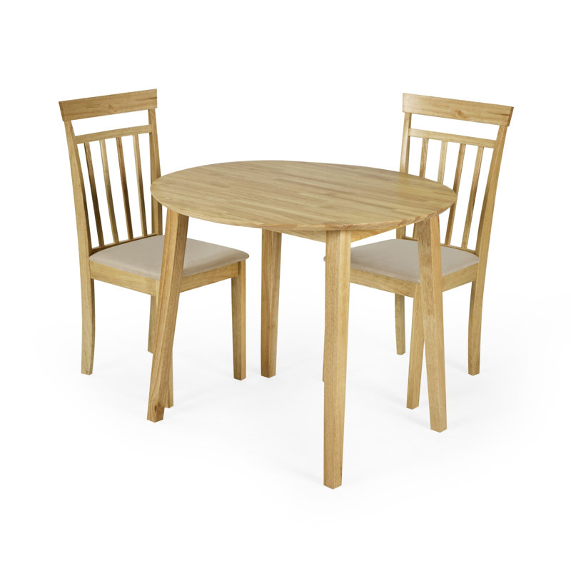 Extendable Round Solid Wood Base Dining Table, Oak Wood, Beige