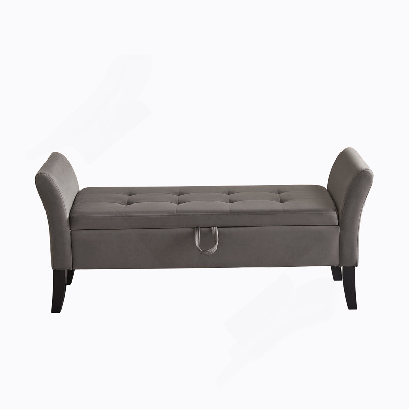Banc de lit avec velours de rangement, Gris