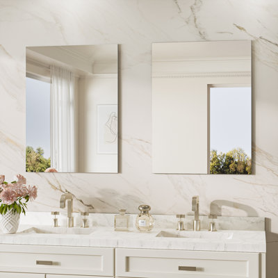 Frameless Bathroom Wall Mirror Decorative Wall Accent Mirror