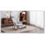 Chaise berçante rembourrée en tissu avec coussin et repose-pieds Teddy