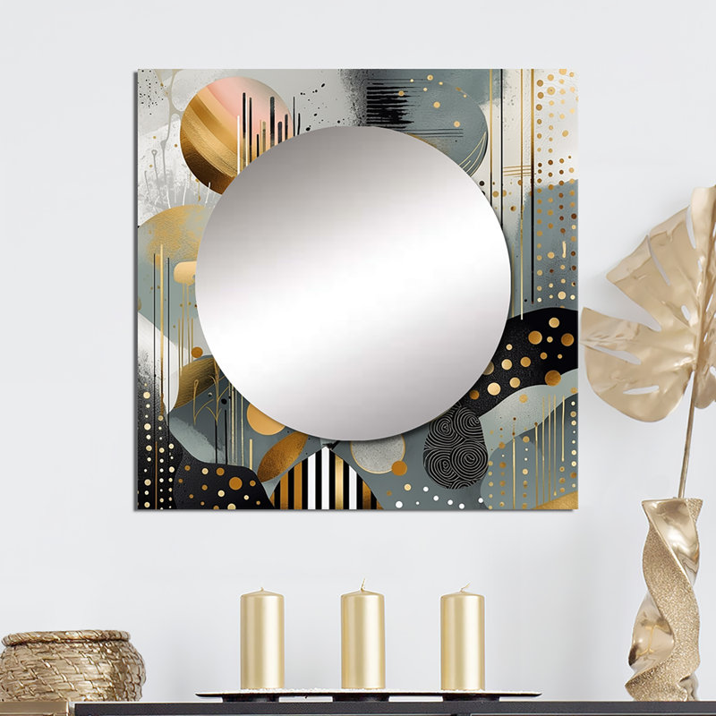 Malulani - Abstract Marble Large Square Mirror For Wall Art Decor, 23" x 23"