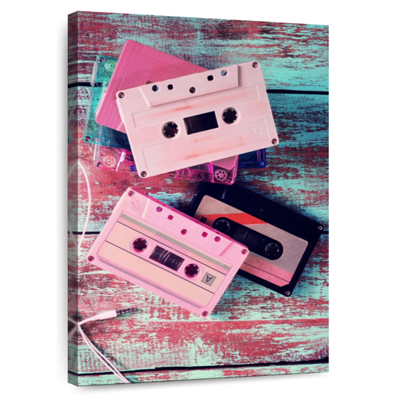 Abarca Cassette Tape And Earphones, 12" H x 8" W