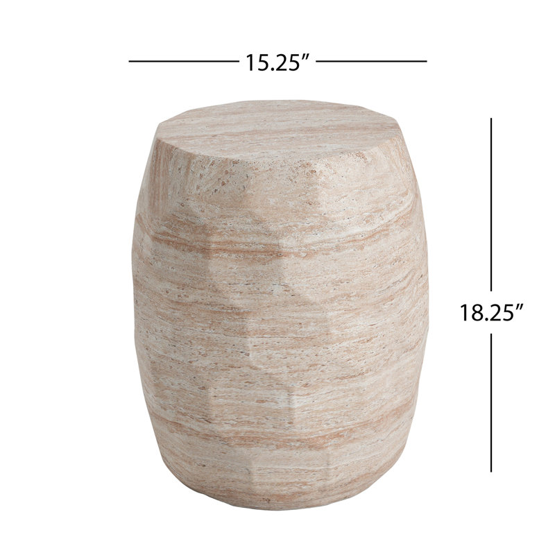 Table d'appoint légère en béton, idéale pour l'intérieur et l'extérieur, largeur 37,8 cm, profondeur 47,6 cm, hauteur 47,6 cm, structure préassemblée avec un élégant design alvéolé, large, profond et haut.