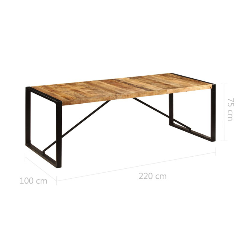 Table de salle à manger en bois de manguier massif, L 39,4 po x L 86,6 po, Argent