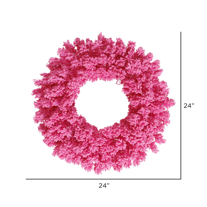 Couronne de Noël artificielle colorée en sapin, H 24 po x l 24 po x P 3 po, Rose