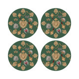 Ex Vote Sacred Hearts Vegan Leather Round Pebble Placemat
