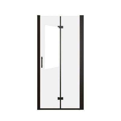 3332 "X 72" Bifold Shower Door, 1/4"(6Mm) Tempered Glass, Matte Black Aluminum Frame, Explosion Proof Film