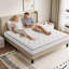Modern Linen Upholstered Bed Frame with USB Charging Station-2127216259-2127216260