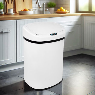 Dkelincs 13 Gallon Automatic Trash Can, Touchless Stainless Steel Kitchen Garbage Can