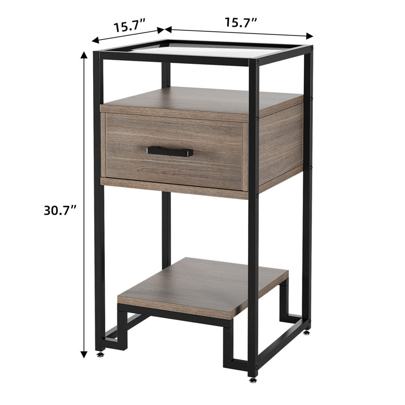 Chaketa Glass Top End Table Set, Brown, Black
