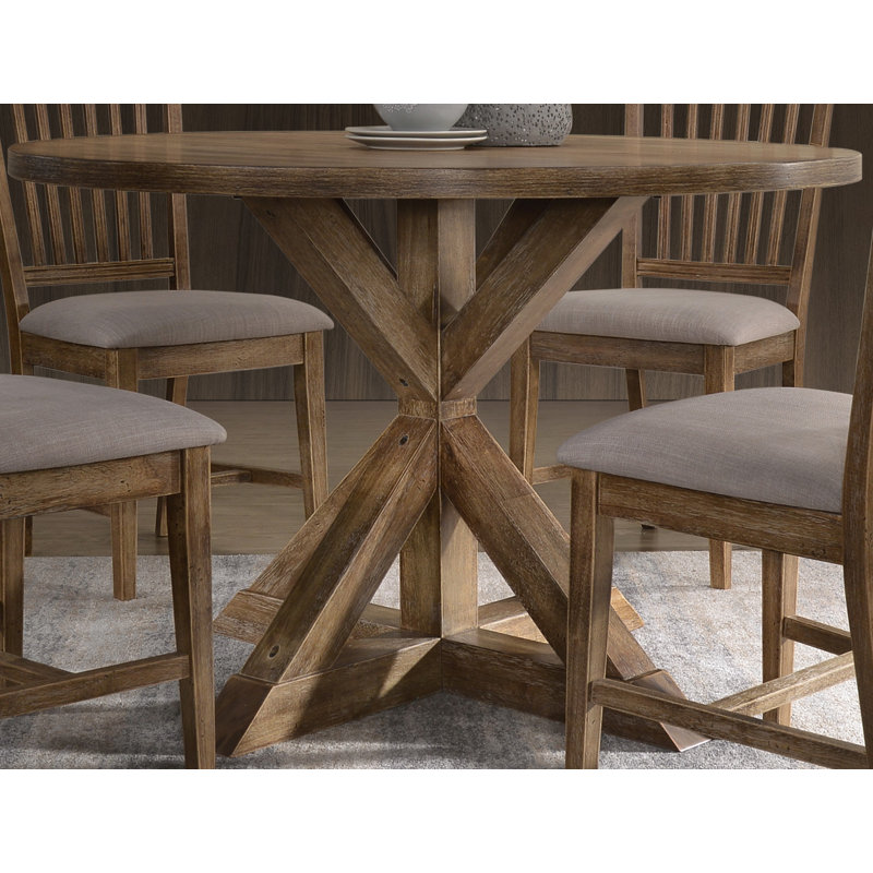 Transitional 48" Reclaimed Weathered Oak Round Dining Table