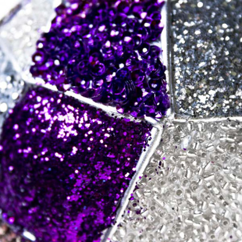 10cm Ball Ornament, Purple / Silver