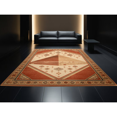 Tapis oriental traditionnel lavable à la machine en brun Glendale - reliure brun clair