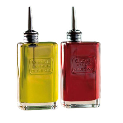 Luigi Bormioli Optima Olive Oil and Vinegar Bottle Set - Clear, Set of 2