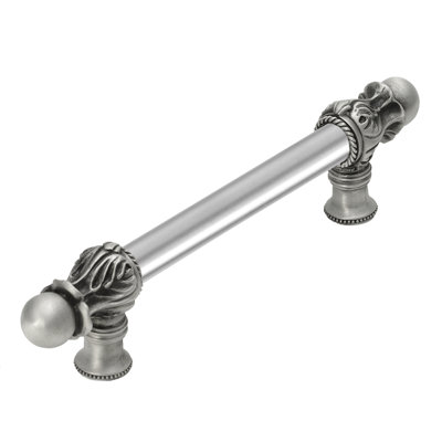 Acanthus 18 inches c.c. with 5/8 smooth center long pull Romanesque style in Gilded Mercury