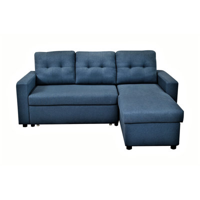 Canapé modulaire en L bleu, convertible en canapé-lit, 3 places pour petit salon modulaire, véranda