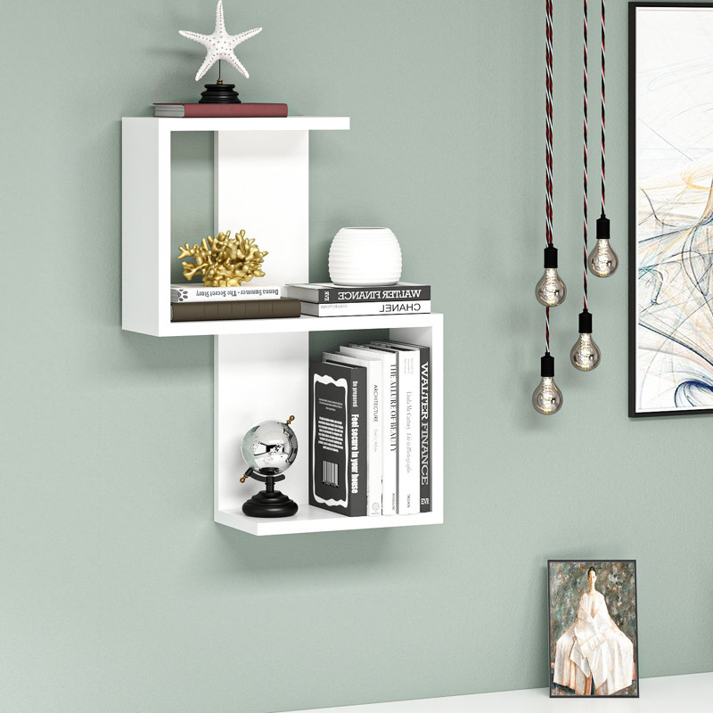 Modern Wall Shelf, White, 11.8 x 23.6 x 6.5 Inches | 100% Melamine Coated Particle Board, Thickness: 0.7 Inches | Multipurpose Hanging Rack, Ideal for Home Decor & Storage, Stylish and Functional Design