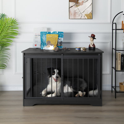 Dawyne Metal Sliding Barn Door Dog Crate