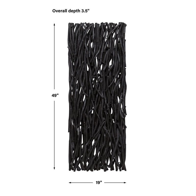Black Teak Wood Wall Panel Art Decor