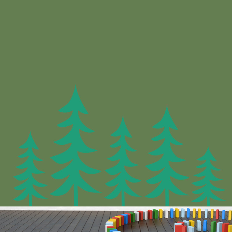 Décalcomanie murale arbres pin, Bleu sarcelle