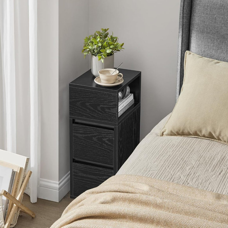 30cm W Manufactured Wood Bedside Table, Black