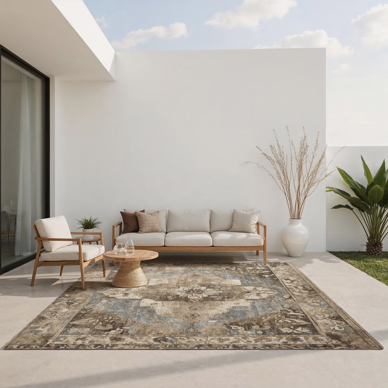 Tapis intérieur et extérieur Elegant Mosaic, Rectangle 1 pi 6 po x 2 pi 6 po