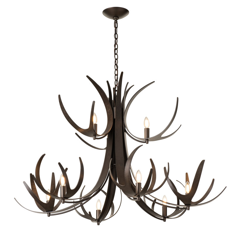 Lustre à niveaux 9 lumières Caribou, Fumée foncée