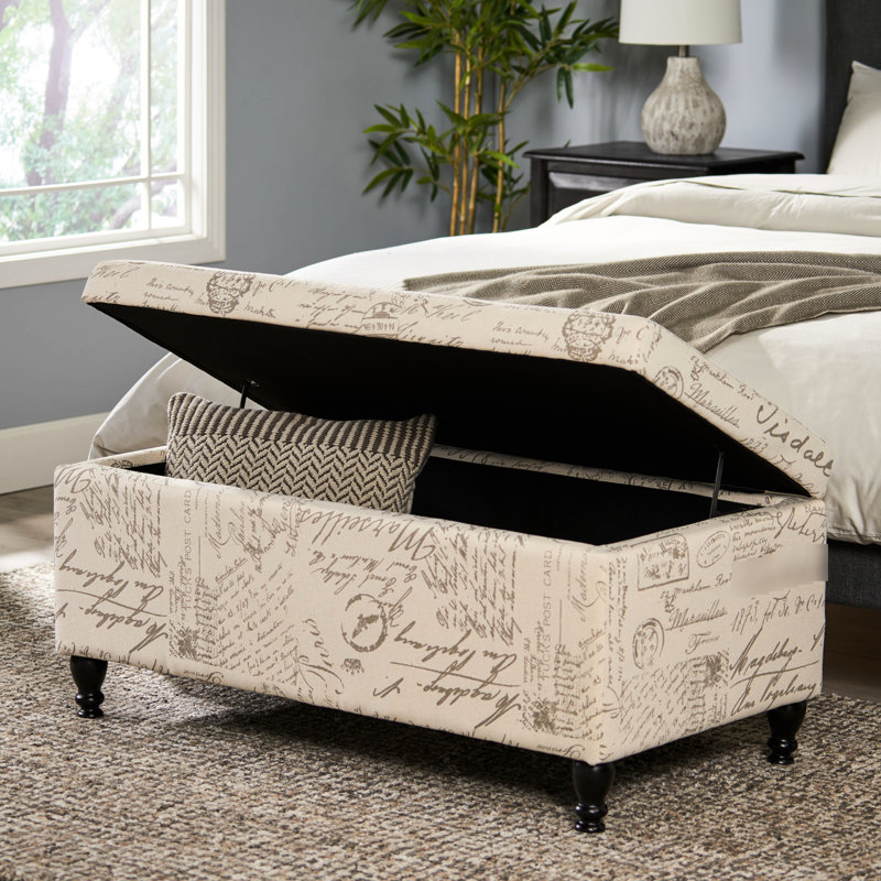 Design Design - Tissu en lin beige, décoration en bois polyvalente et élégante avec cadre, finition, compartiment de rangement caché, mobilier contemporain