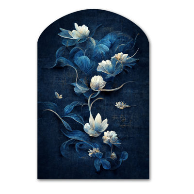 Art mural asymétrique chinois en fleurs chinoises et blanches IV