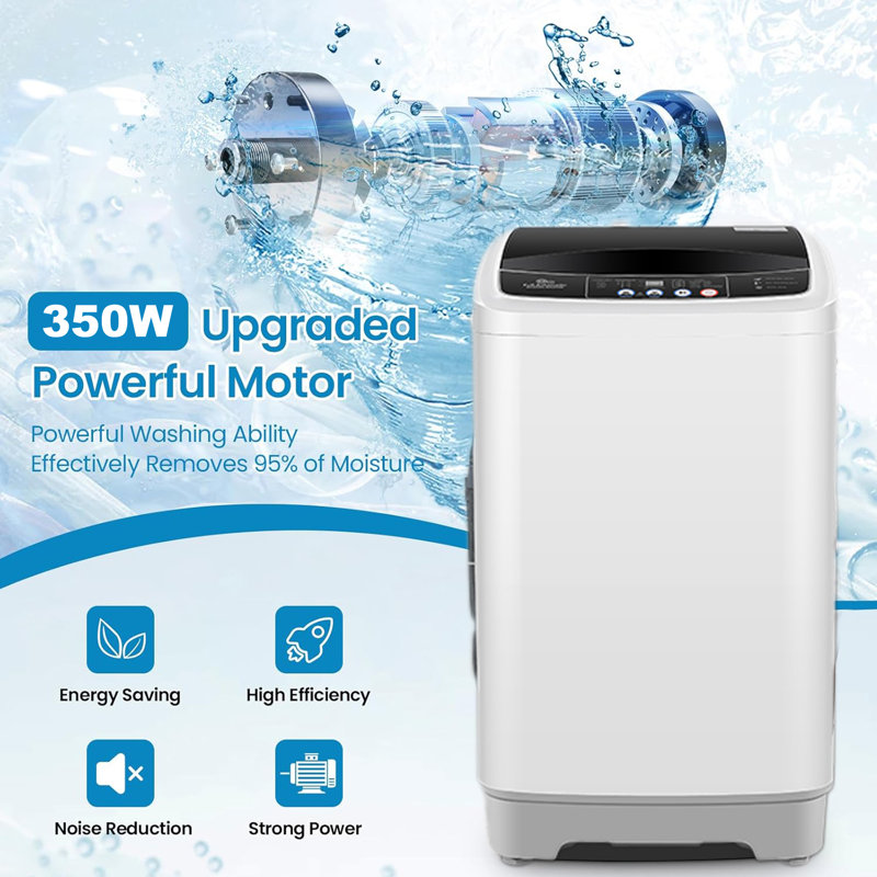 2.4 cu. ft. Portable Automatic Washer W/ 10 Programs & 8 Water Levels Selections Built-in Drain Pump, White Gray