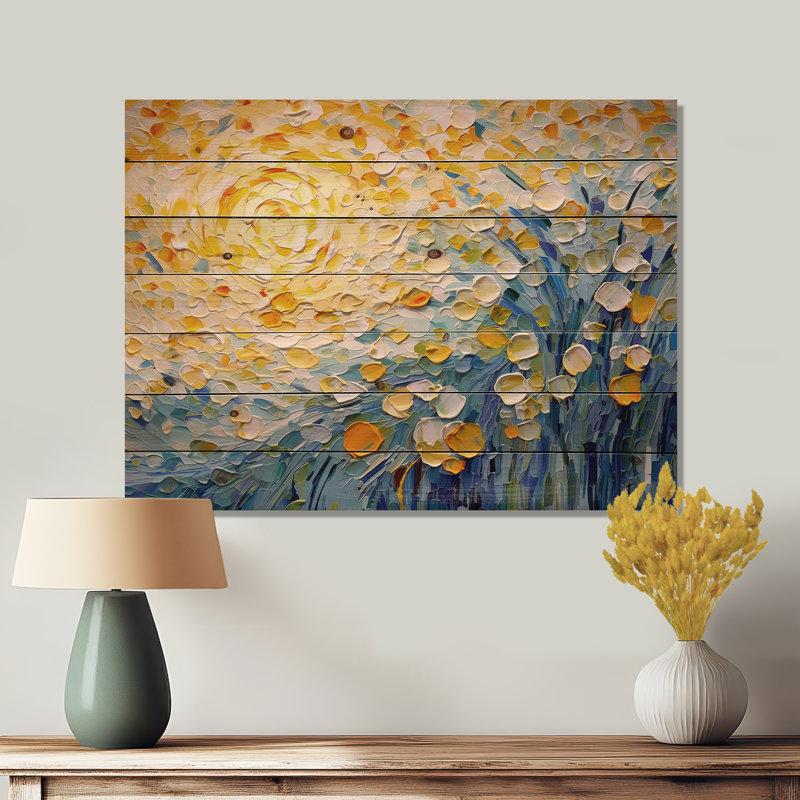 Henrry - Décoration murale en bois floral sur bois de pin naturel, H 34 po x l 44 po