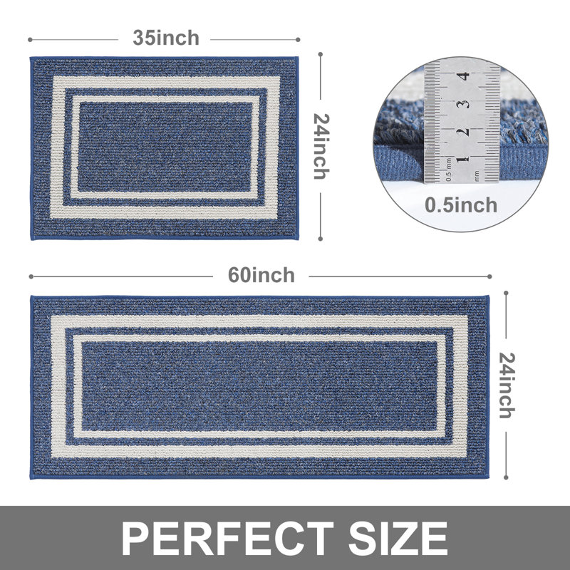 Caylon Machine-washable Anti-Fatigue Mat, Blue, Rectangle 731.5cm x 1066.8cm + 731.5cm x 1828.8cm