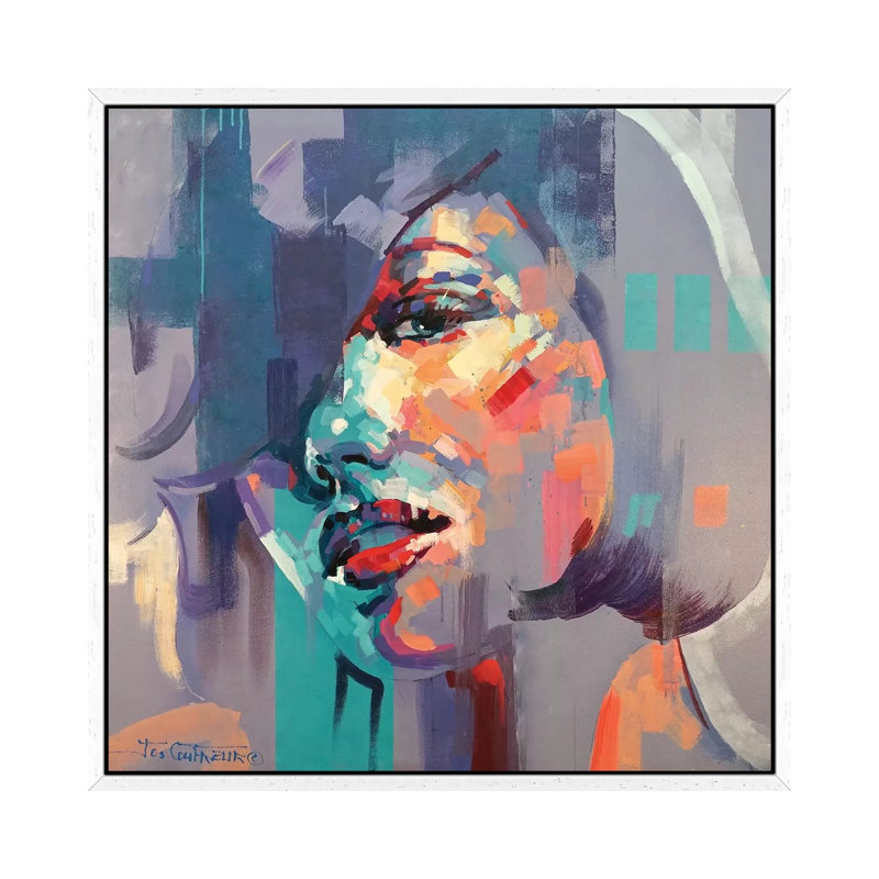 Abstract Beauty I by Jos Coufreur - Painting on Canvas, White Framed, 45.72cm H x 45.72cm W x 3.81cm D