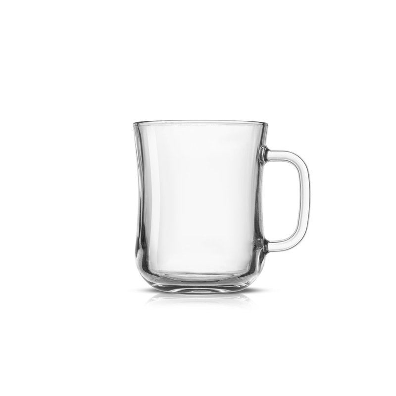 Clear Glass Diner Style Coffee Mugs with Handles, Set of 4