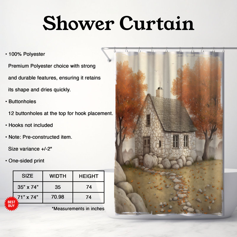 Hermidale Shower Curtain, 74"H x 71"W