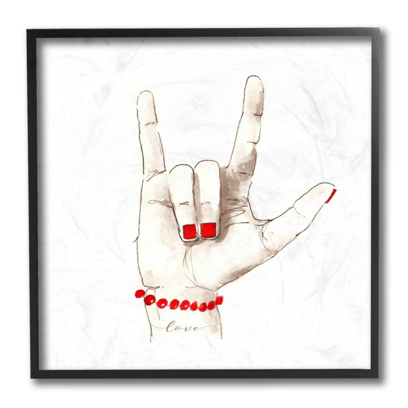 « I Love You Sign Language geste » par Lanie Loreth-impression d’art graphique, Giclée encadrée noir minuit