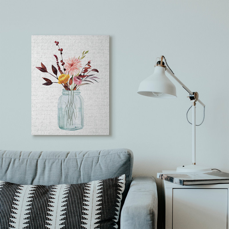 « pot of fleurs red automne », art textuel, Toile tendue, H 30 po x l 24 po