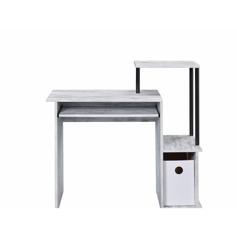 Bureau d'ordinateur Lyphre, Blanc antique / noir