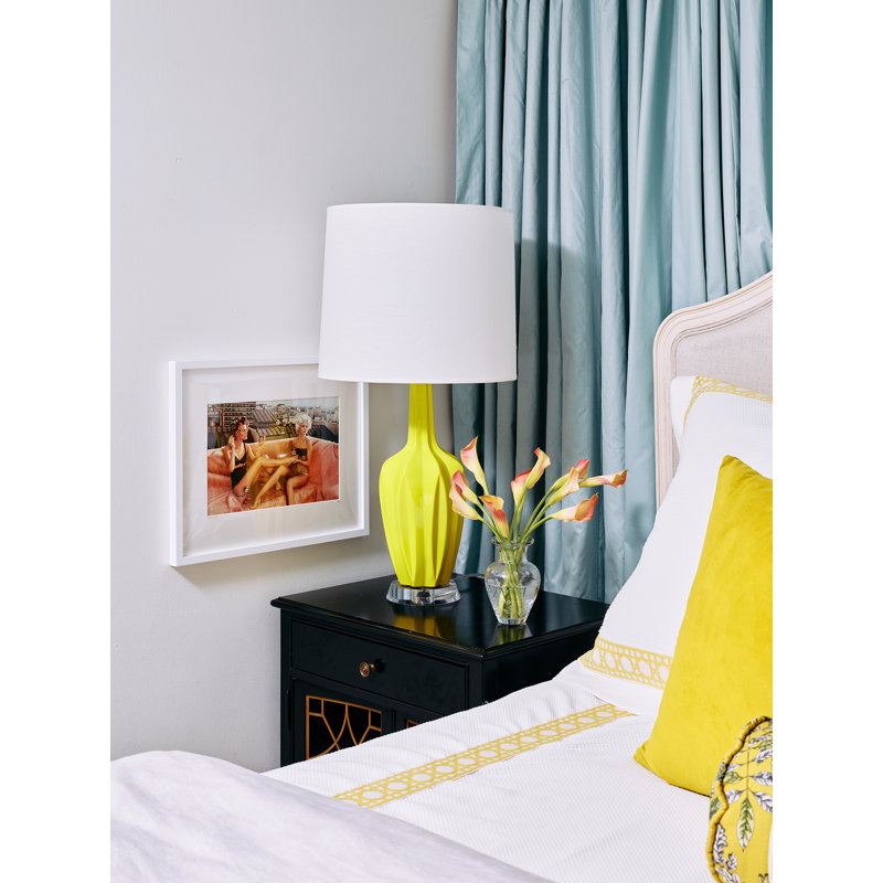 Emma Accent Lamp, Citron Glazed, Ceramic/Acrylic, 30" H x 6.25" W x 15" D
