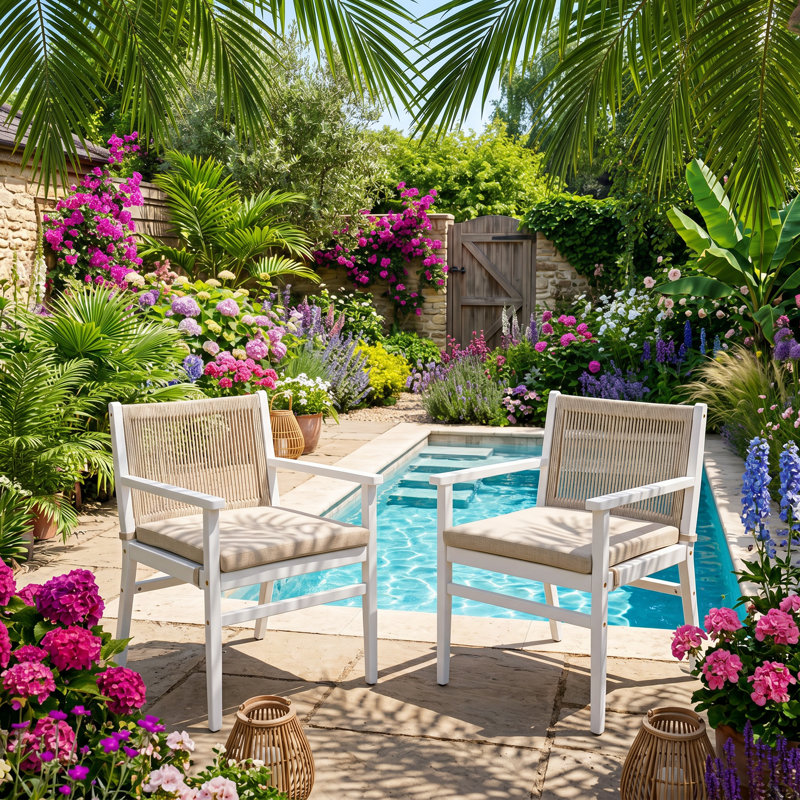 Ensemble de chaises de patio en bois d'acacia et de corde tissée l 24,25 po x P 22,25 po x H 32 po Christopher Knight Home (ensemble de 2)