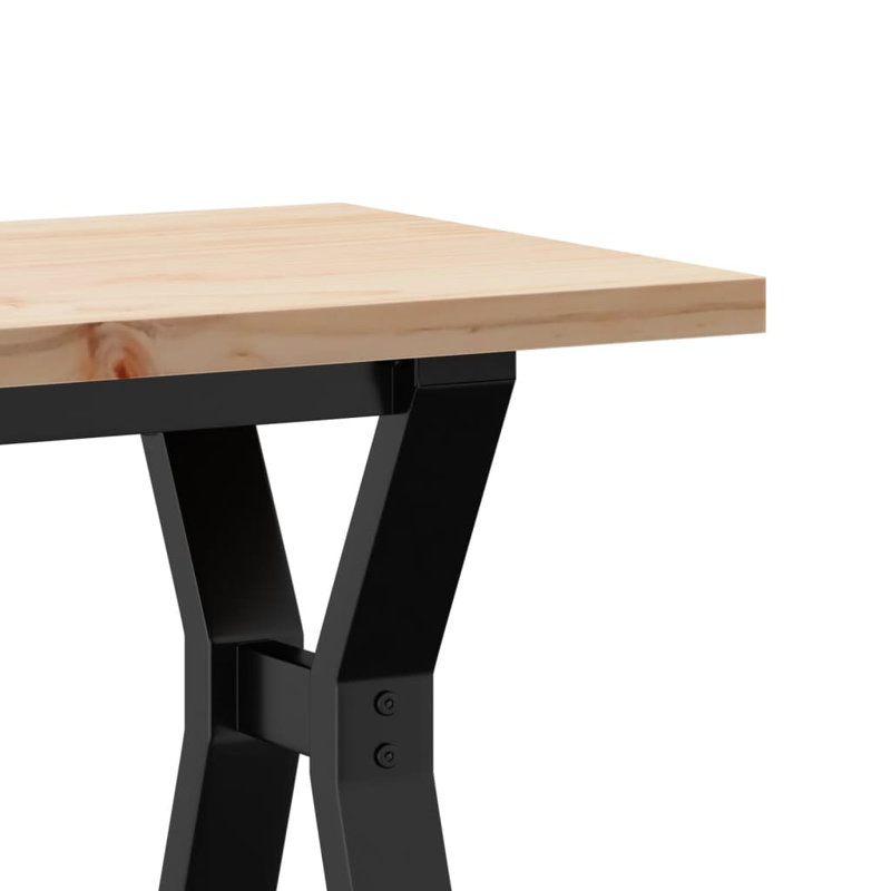 vidaXL Coffee Table Y-Frame Solid Wood Pine and Steel, 45.5cm H x 110cm L x 40cm W