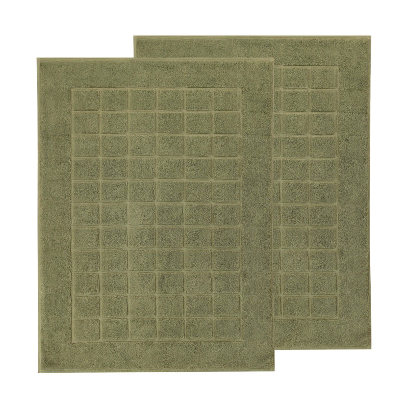Tapis de bain réversible 100% coton épais et absorbant - Ensemble de 2, Vert forêt