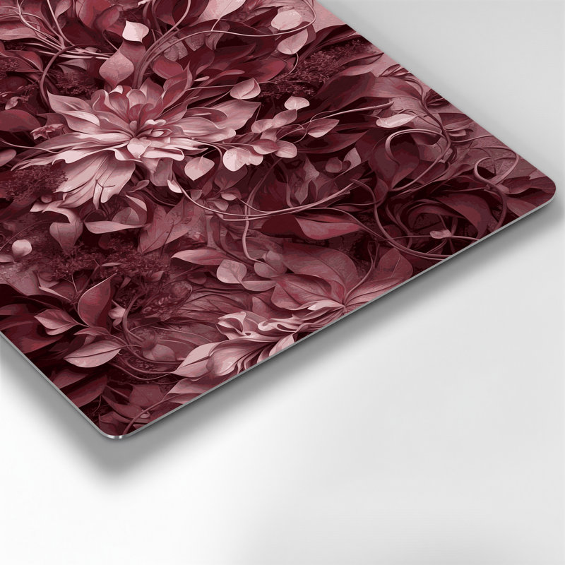 Abstrait floral 5, art mural en métal rouge, H 11 po x l 14 po